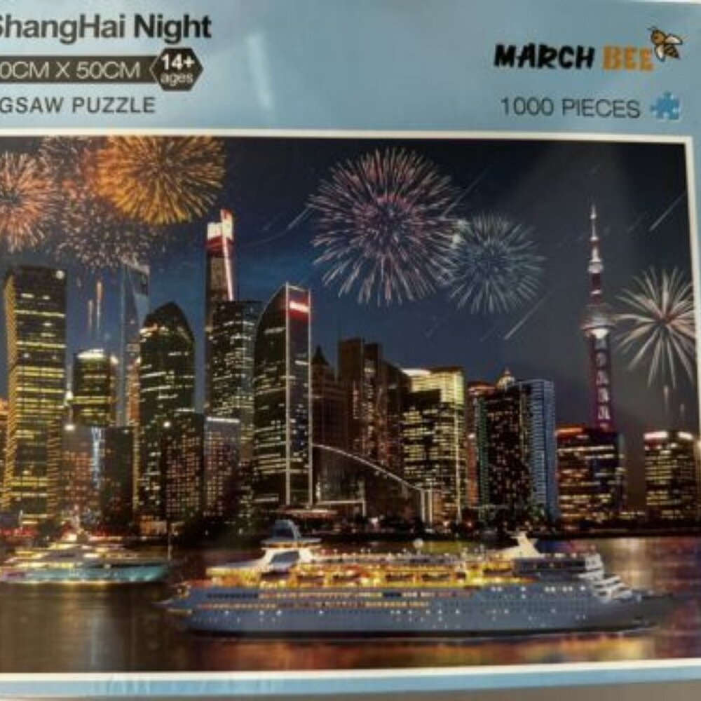 Magic Bee Shanghai Night Jigsaw Puzzle Unisex 1000 Piece New Blue Nightscape